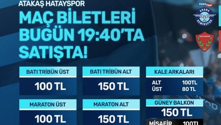Adana Demirspor – Hatayspor maçının biletleri satışta