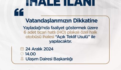 YAYLADAĞI’NDA 6 ADET HALK OTOBÜSÜ İHALESİ YAPILACAK