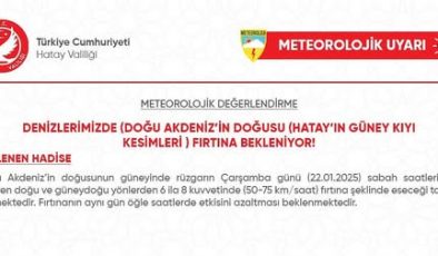 HATAY VALİLİĞİ’NDEN FIRTINA UYARISI